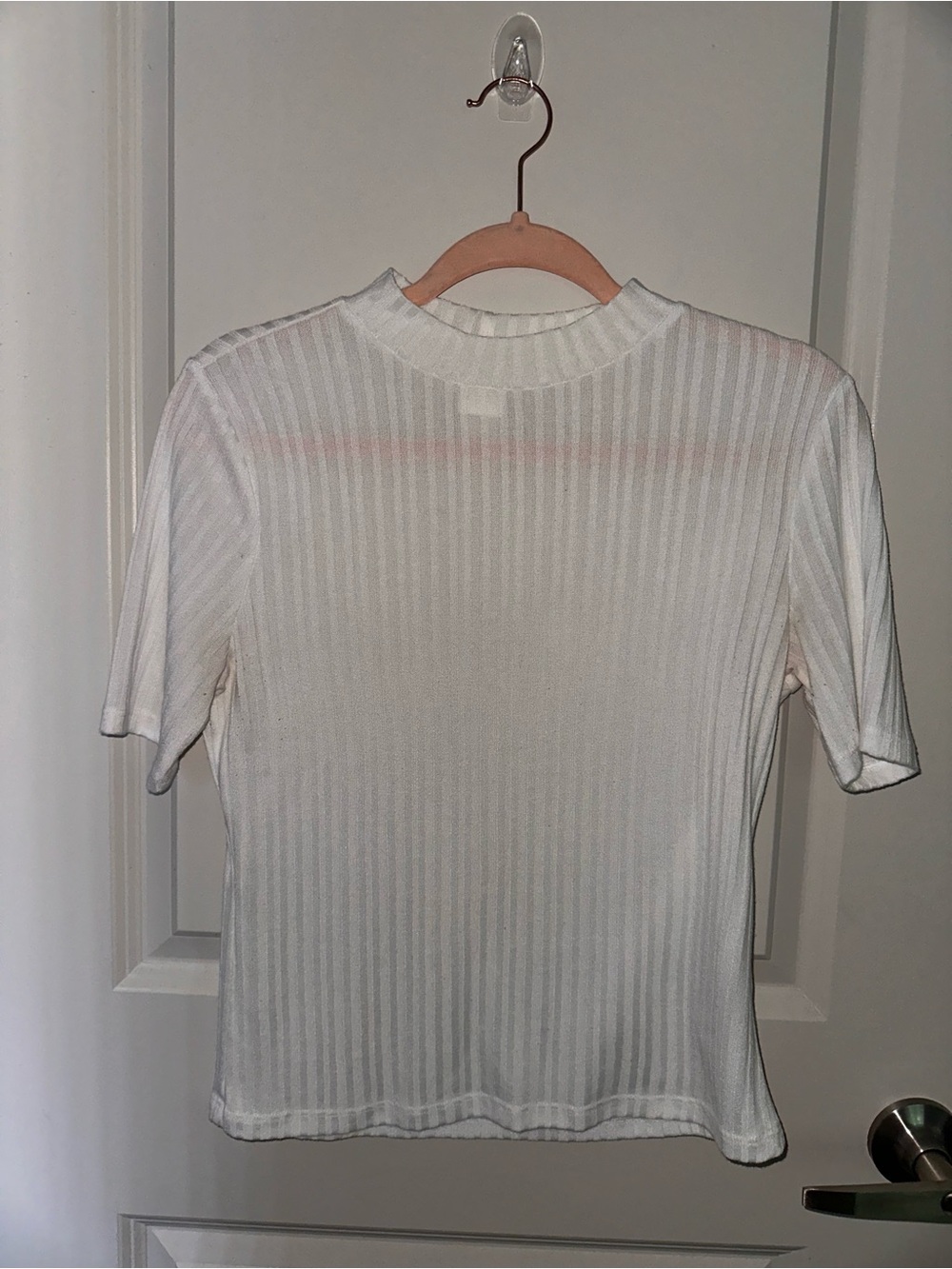 H&M Sheer Mock Neck Short-Sleeve Top